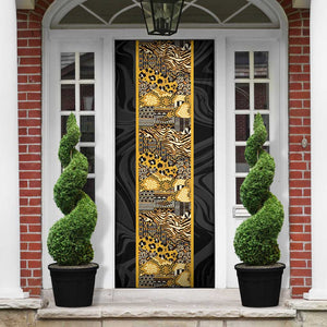 African Tribal Heritage Door Cover Black Gold Pattern