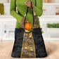 African Tribal Heritage Grocery Bag Black Gold Pattern