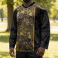 African Tribal Heritage Hockey Jersey Black Gold Pattern