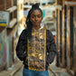 African Tribal Heritage Hoodie Black Gold Pattern