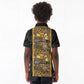 African Tribal Heritage Kid Polo Shirt Black Gold Pattern