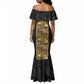 African Tribal Heritage Mermaid Dress Black Gold Pattern