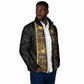 African Tribal Heritage Padded Jacket Black Gold Pattern