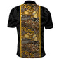 African Tribal Heritage Polo Shirt Black Gold Pattern