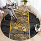 African Tribal Heritage Round Carpet Black Gold Pattern