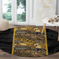 African Tribal Heritage Round Carpet Black Gold Pattern