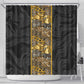 African Tribal Heritage Shower Curtain Black Gold Pattern