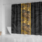 African Tribal Heritage Shower Curtain Black Gold Pattern