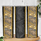 African Tribal Heritage Skinny Tumbler Black Gold Pattern