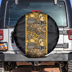 African Tribal Heritage Spare Tire Cover Black Gold Pattern