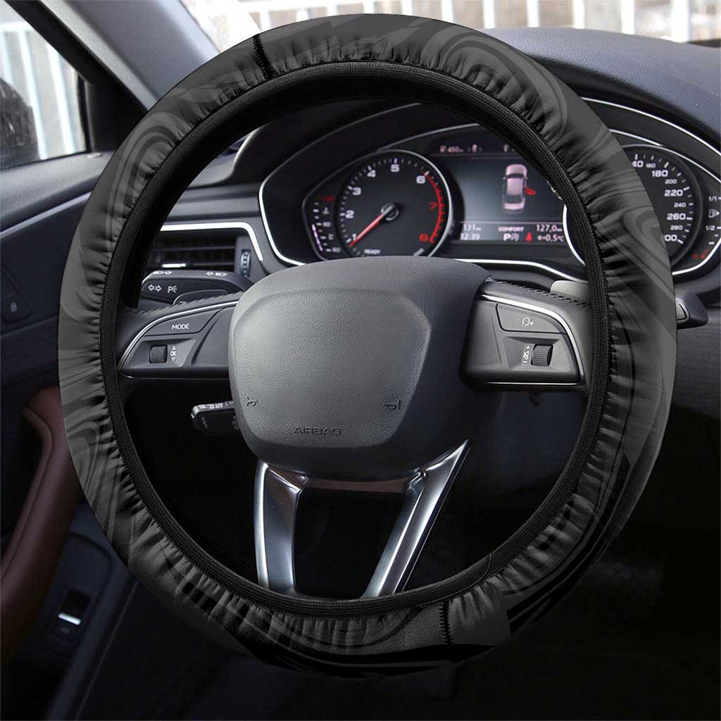 African Tribal Heritage Steering Wheel Cover Black Gold Pattern