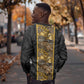 African Tribal Heritage Sweatshirt Black Gold Pattern
