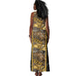 African Tribal Heritage Tank Maxi Dress Black Gold Pattern