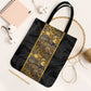 African Tribal Heritage Tote Bag Black Gold Pattern