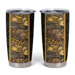 African Tribal Heritage Tumbler Cup Black Gold Pattern