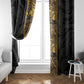 African Tribal Heritage Window Curtain Black Gold Pattern