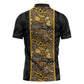 African Tribal Heritage Zipper Polo Shirt Black Gold Pattern