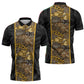 African Tribal Heritage Zipper Polo Shirt Black Gold Pattern