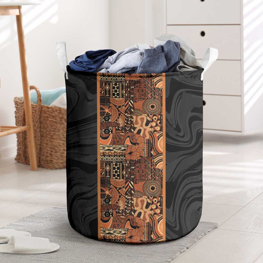 African Tribal Heritage Laundry Basket Earth Tone Pattern
