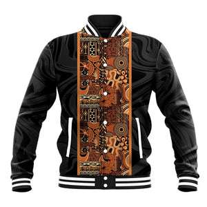 African Tribal Heritage Baseball Jacket Earth Tone Pattern