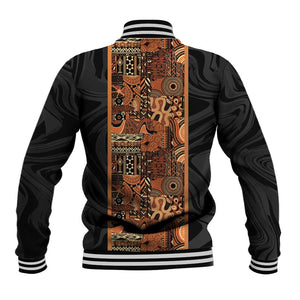 African Tribal Heritage Baseball Jacket Earth Tone Pattern