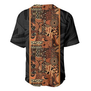 African Tribal Heritage Baseball Jersey Earth Tone Pattern