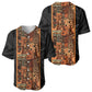 African Tribal Heritage Baseball Jersey Earth Tone Pattern