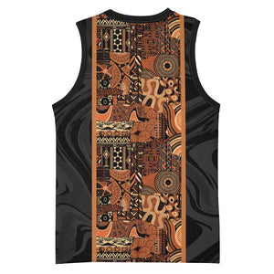 African Tribal Heritage Basketball Jersey Earth Tone Pattern
