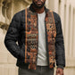African Tribal Heritage Bomber Puffer Jacket Earth Tone Pattern