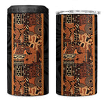 African Tribal Heritage 4 in 1 Can Cooler Tumbler Earth Tone Pattern