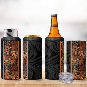 African Tribal Heritage 4 in 1 Can Cooler Tumbler Earth Tone Pattern