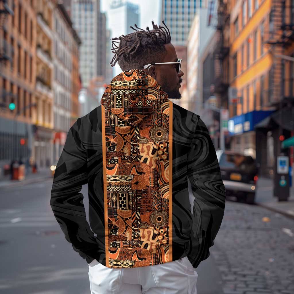 African Tribal Heritage Hoodie Earth Tone Pattern