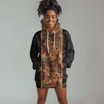 African Tribal Heritage Hoodie Dress Earth Tone Pattern