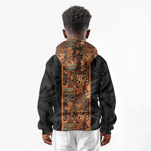 African Tribal Heritage Kid Hoodie Earth Tone Pattern