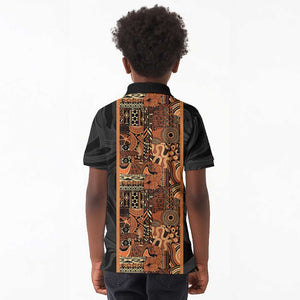 African Tribal Heritage Kid Polo Shirt Earth Tone Pattern