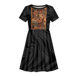 African Tribal Heritage Kid Short Sleeve Dress Earth Tone Pattern