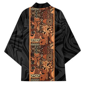 African Tribal Heritage Kimono Earth Tone Pattern