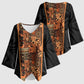 African Tribal Heritage Kimono Sleeve Blouse Earth Tone Pattern
