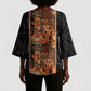 African Tribal Heritage Kimono Sleeve Blouse Earth Tone Pattern