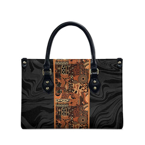 African Tribal Heritage Leather Bag Earth Tone Pattern
