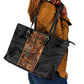 African Tribal Heritage Leather Tote Bag Earth Tone Pattern