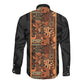 African Tribal Heritage Long Sleeve Button Shirt Earth Tone Pattern