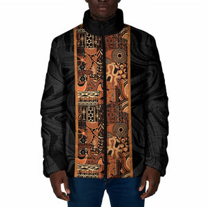 African Tribal Heritage Padded Jacket Earth Tone Pattern