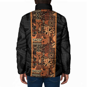 African Tribal Heritage Padded Jacket Earth Tone Pattern