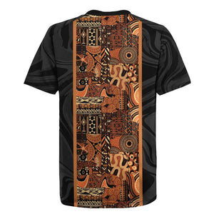 African Tribal Heritage Rugby Jersey Earth Tone Pattern