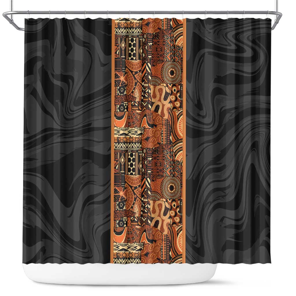 African Tribal Heritage Shower Curtain Earth Tone Pattern