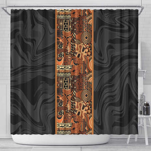 African Tribal Heritage Shower Curtain Earth Tone Pattern