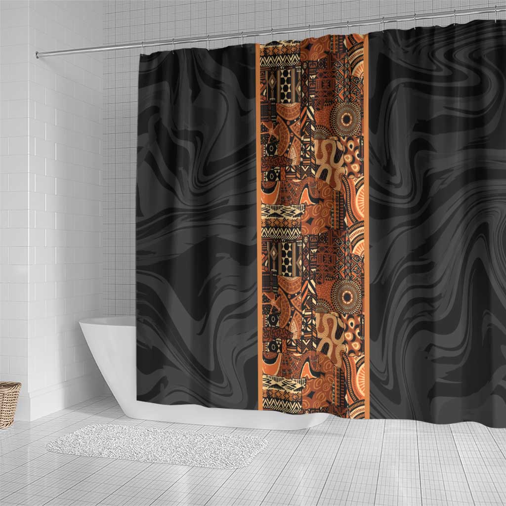 African Tribal Heritage Shower Curtain Earth Tone Pattern