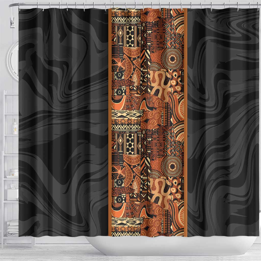African Tribal Heritage Shower Curtain Earth Tone Pattern