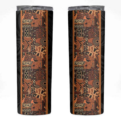 African Tribal Heritage Skinny Tumbler Earth Tone Pattern